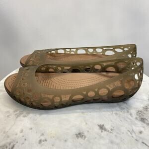 Crocs Adrina Ballet Flats Jelly Peep Toe Brown Bronze Women’s 9